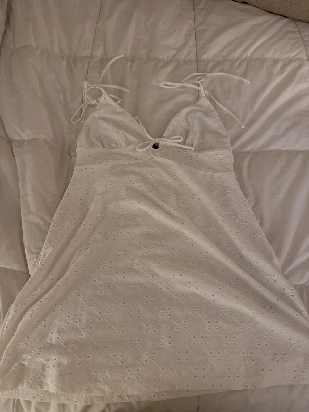 H&M White Eyelet Tie-Strap Summer Dress